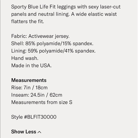 NWOT BLue Life Laser Cut Leggings - Picture 7 of 8